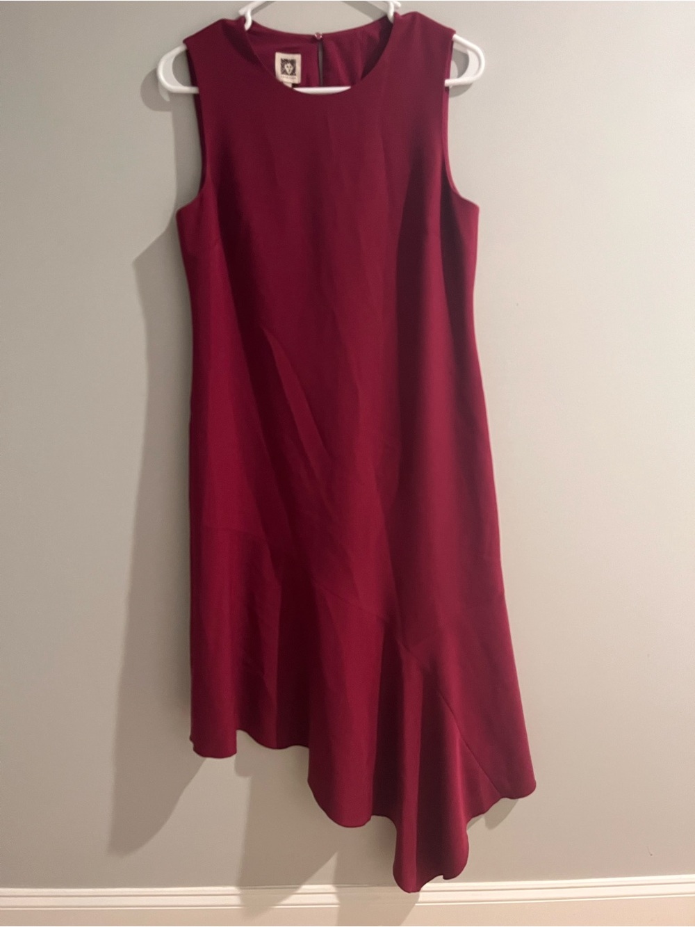 Anne Klein Sleeveless Wine Asymmetrical Hem Dress
